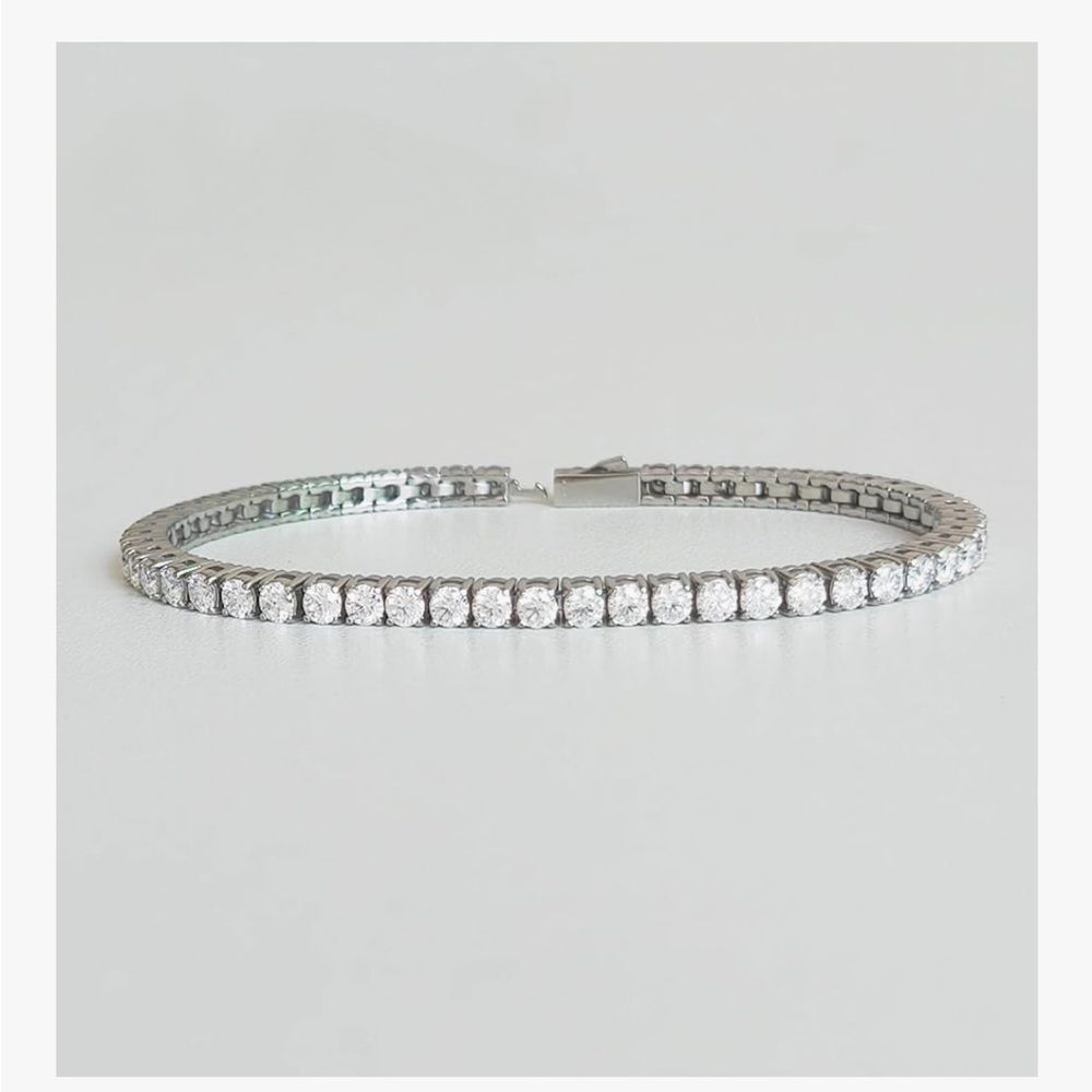 3MM Moissanite Diamond Tennis Bracelet Stainless Steel Iced Unisex Hip Hop Shine